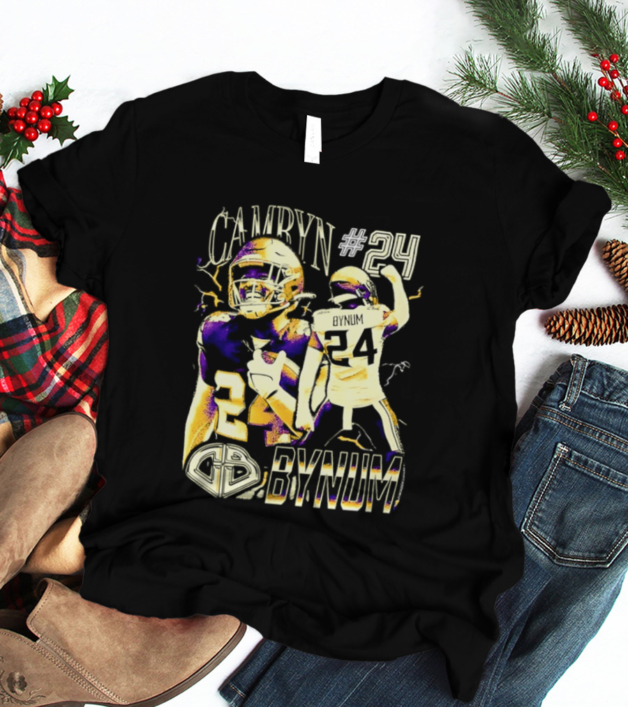 Camryn #24 Bynum Vikings Football Player Lightning T-Shirt