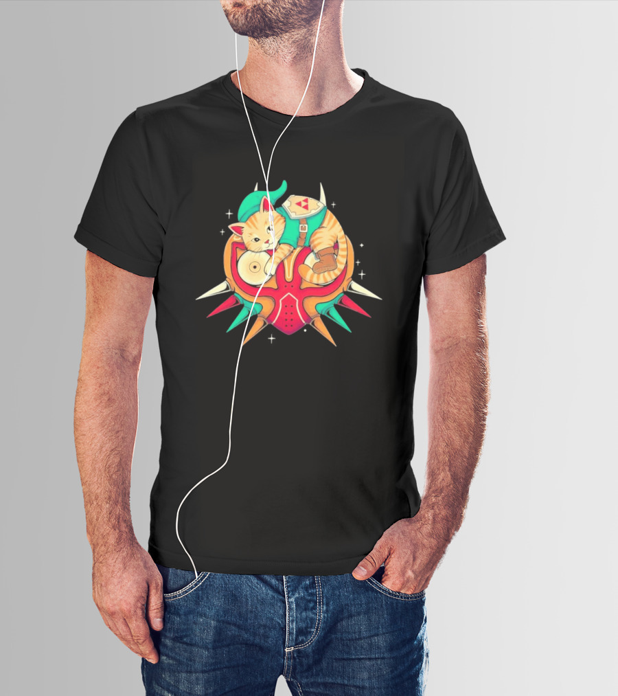 Legend Of Zelda Cat Link Majora's Mask Video Game T-Shirt