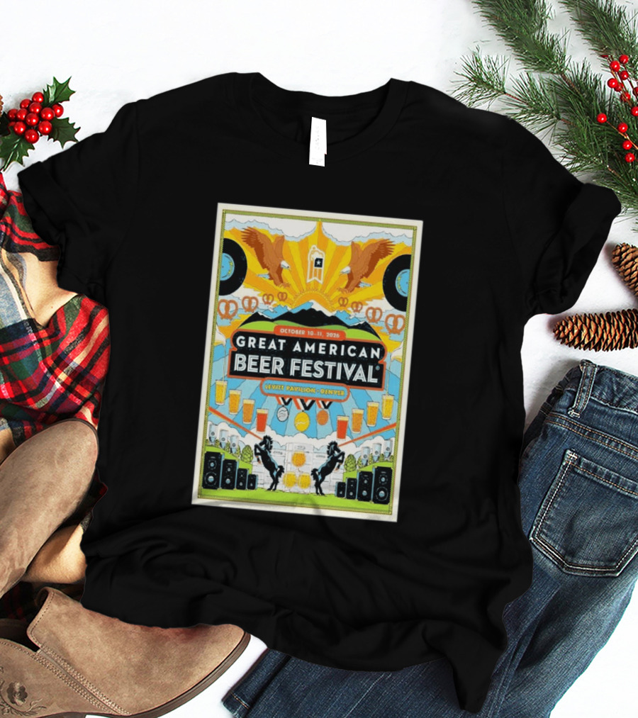 Great American Beer Festival October 10 11 2026 Levitt Pavilion Denver Eagles Pretzels Beer Music T-Shirt
