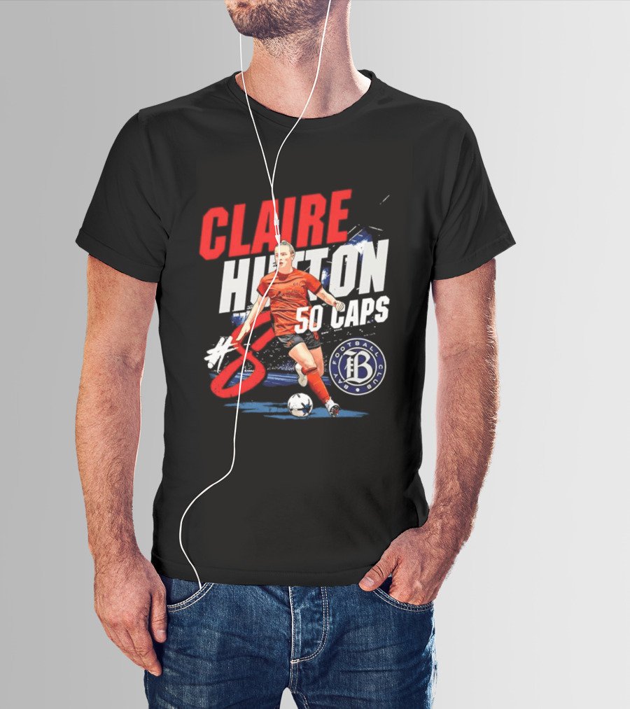 Claire Hutton Bay FC 50 Caps Number 8 Soccer Player T-Shirt