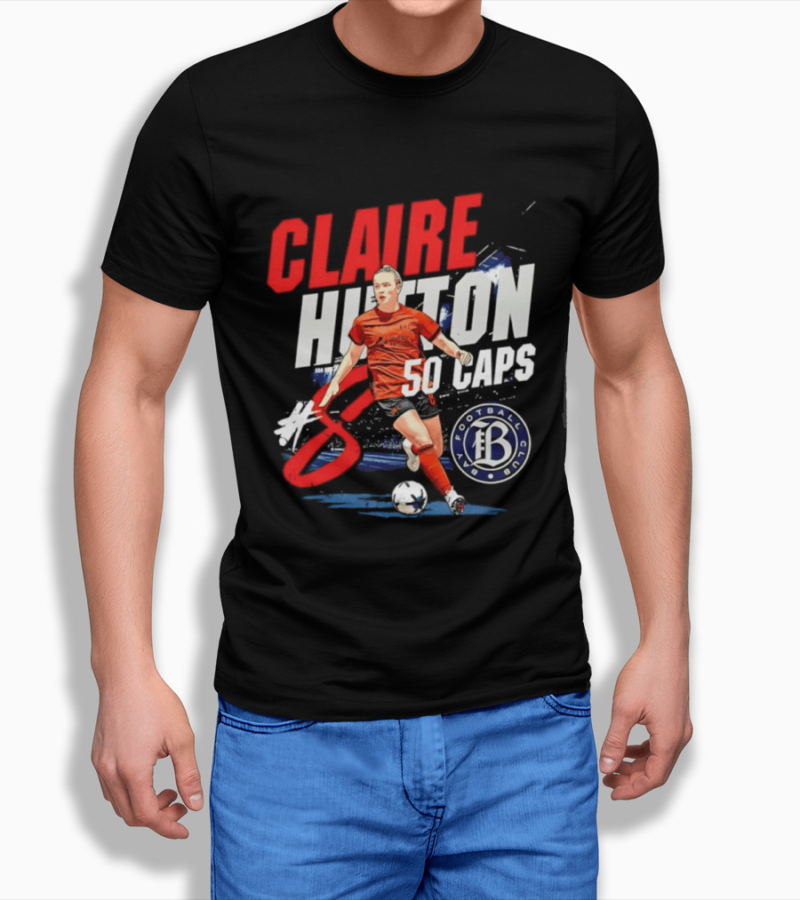 Claire Hutton Bay FC 50 Caps Number 8 Soccer Player T-Shirt