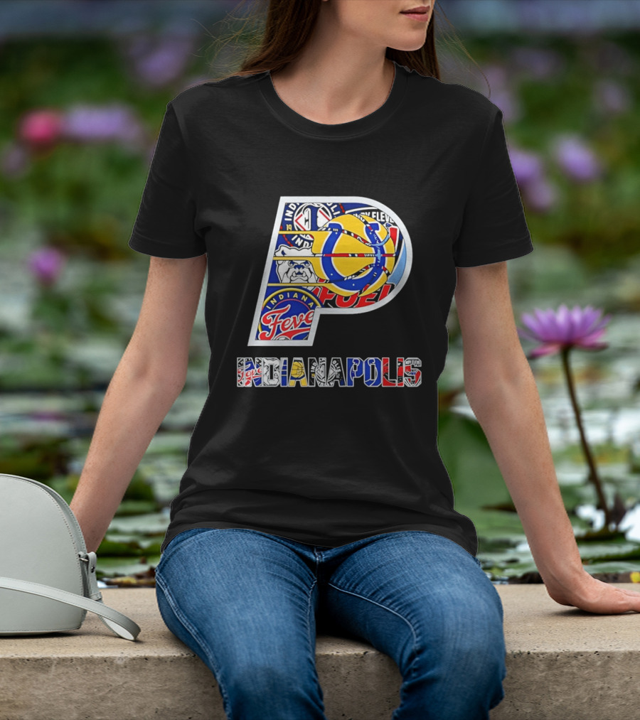 Indiana Pacers Indianapolis Fever Fuel Bulldogs Iconic Sports Collage T-Shirt
