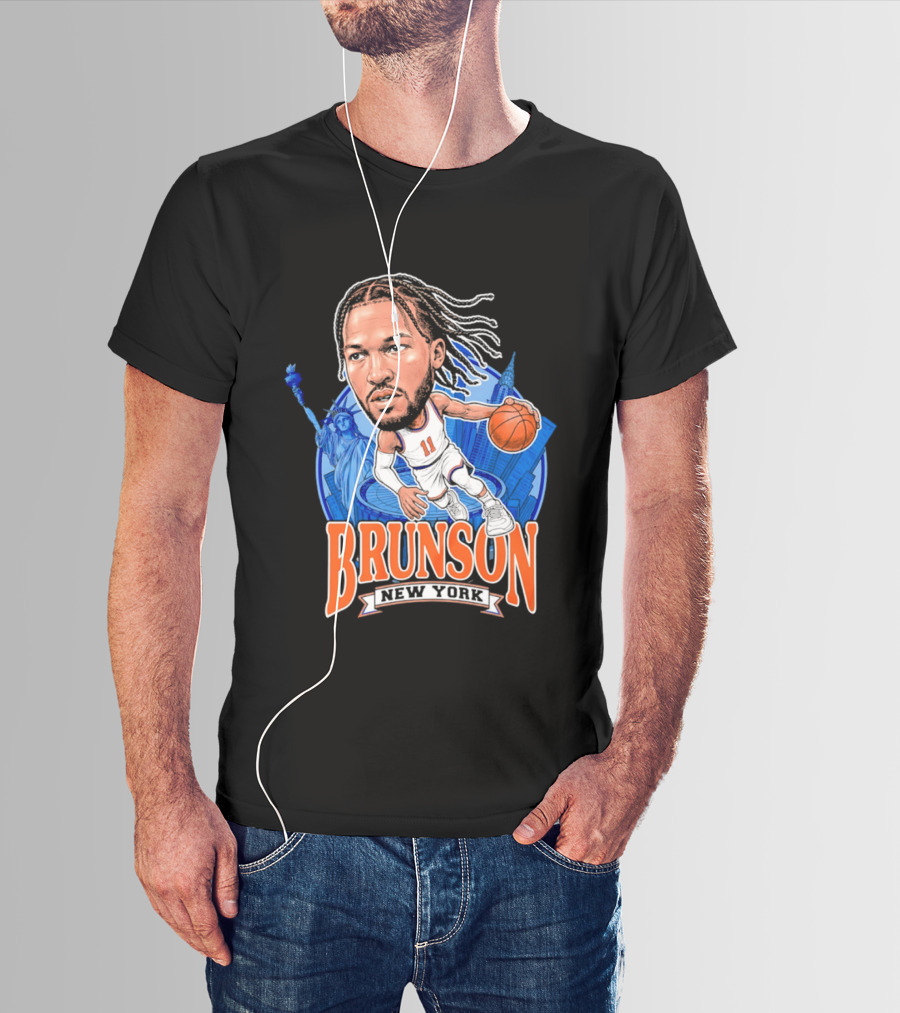 Jalen Brunson New York Knicks Caricature Basketball Limited Edition T-Shirt
