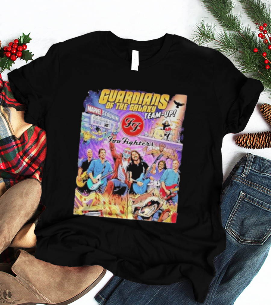 Guardians Of The Galaxy Team Up Foo Fighters Marvel Stadium Wayne Nichols T-Shirt