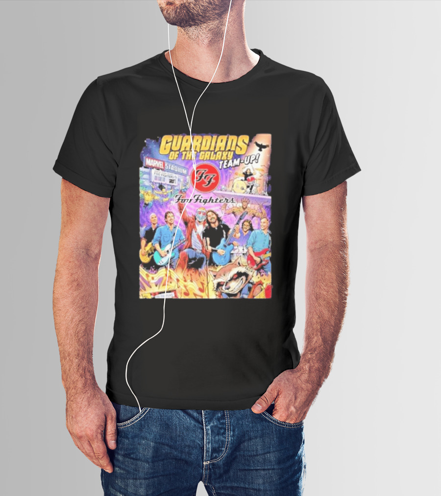 Guardians Of The Galaxy Team Up Foo Fighters Marvel Stadium Wayne Nichols T-Shirt