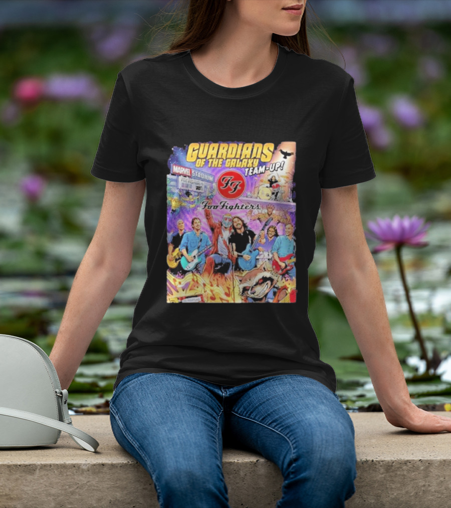 Guardians Of The Galaxy Team Up Foo Fighters Marvel Stadium Wayne Nichols T-Shirt