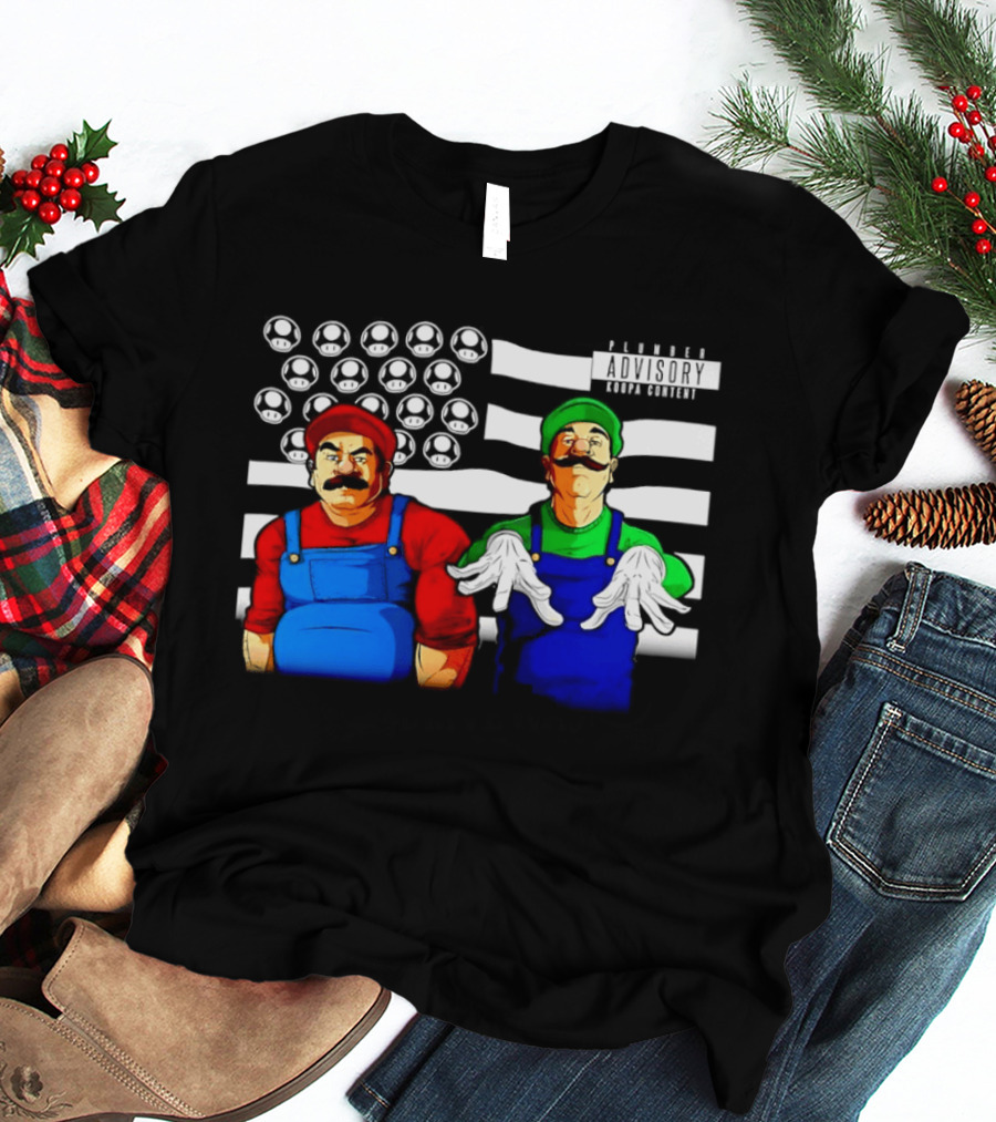 Mario Luigi Plumber Advisory Koopa Mushroom Flag T-Shirt