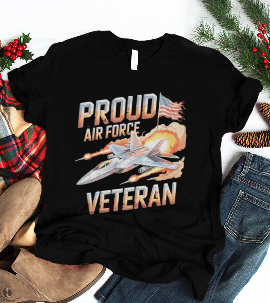 Proud Air Force Veteran F 22 Raptor America Flag T-Shirt