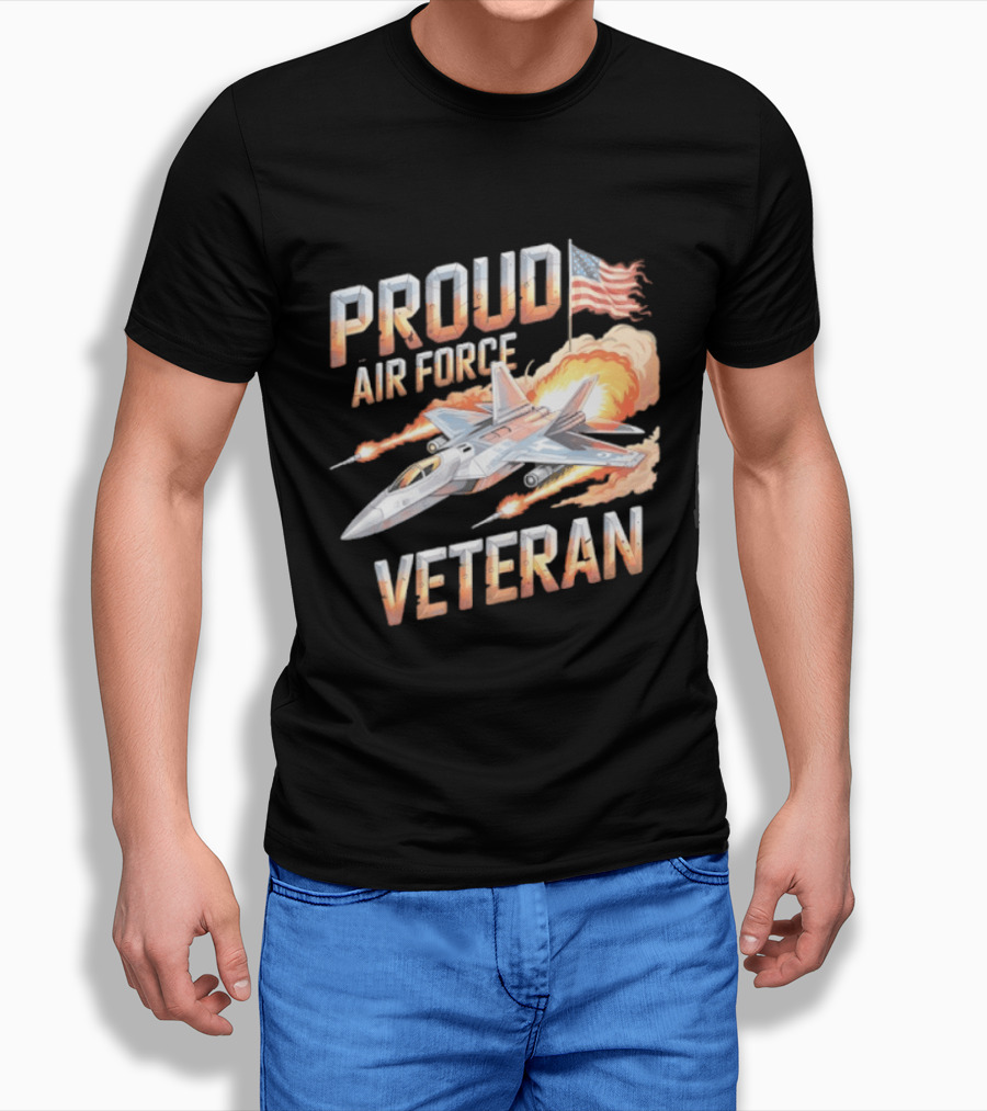 Proud Air Force Veteran F 22 Raptor America Flag T-Shirt