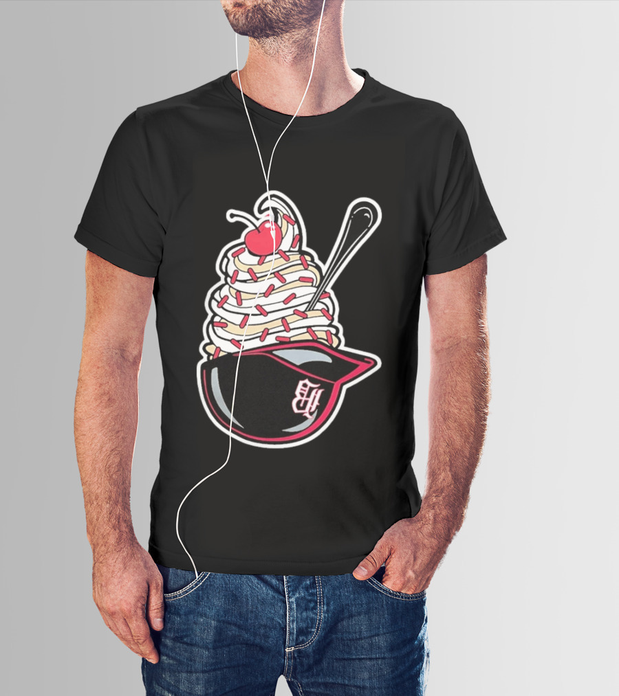Birmingham Barons Ice Cream Helmet With Sprinkles And Cherry T-Shirt