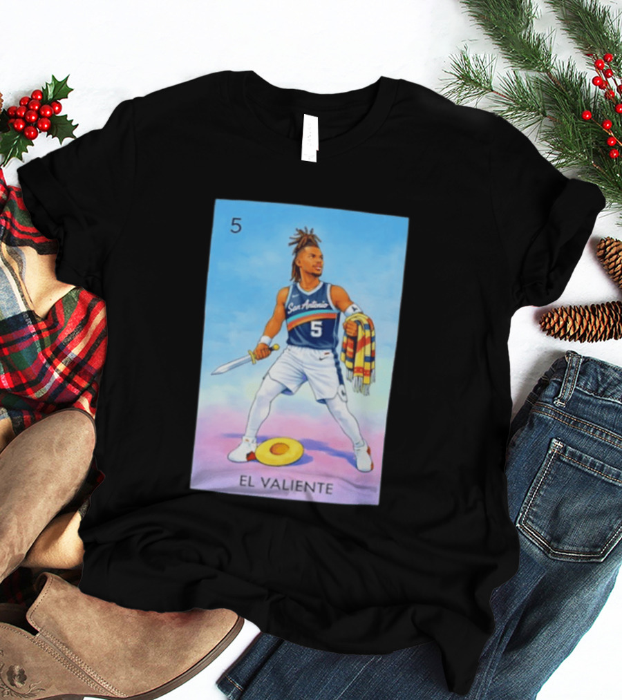San Antonio Spurs El Valiente Stephon Castle Lotería Card T-Shirt