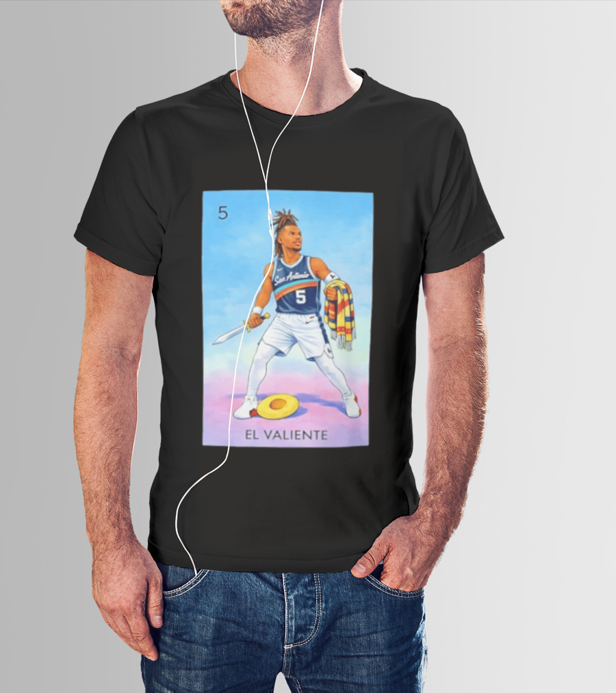 San Antonio Spurs El Valiente Stephon Castle Lotería Card T-Shirt