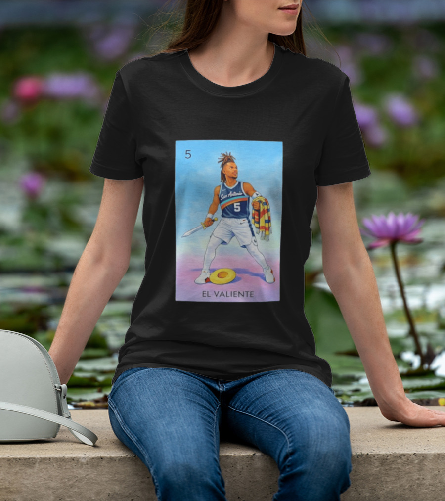 San Antonio Spurs El Valiente Stephon Castle Lotería Card T-Shirt