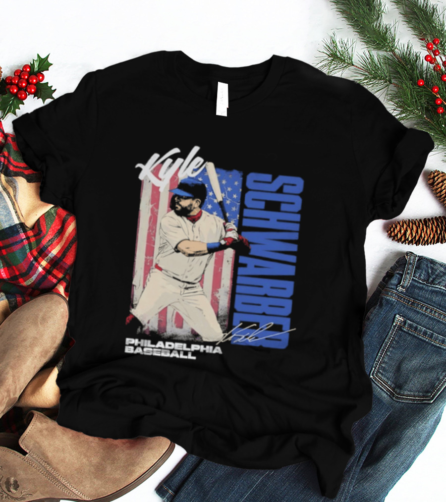 Kyle Schwarber American Flag Philadelphia Baseball T-Shirt