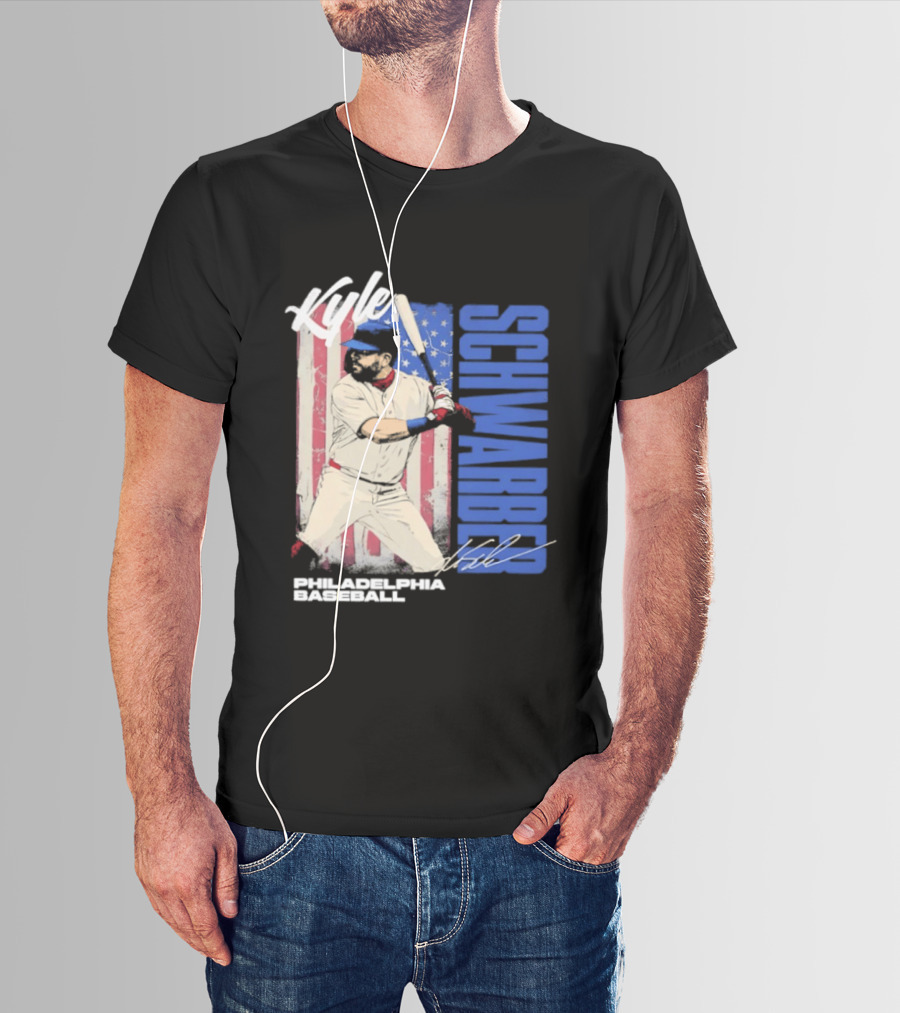 Kyle Schwarber American Flag Philadelphia Baseball T-Shirt