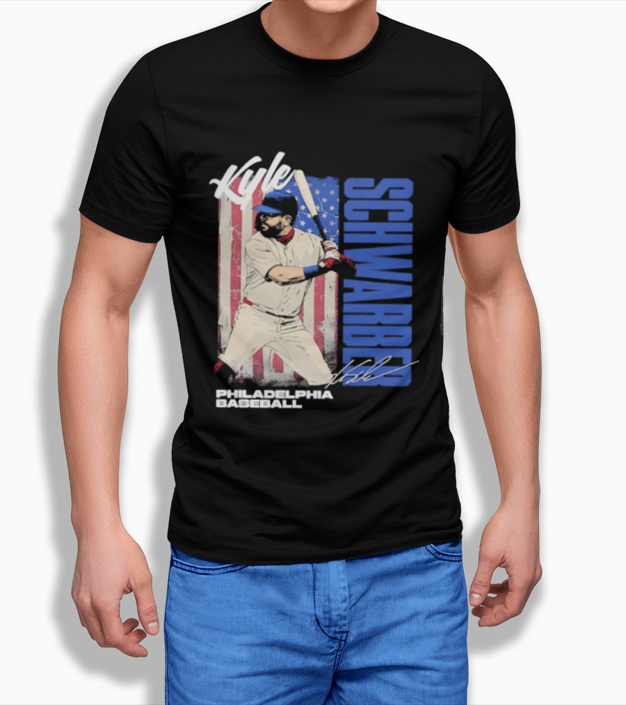 Kyle Schwarber American Flag Philadelphia Baseball T-Shirt