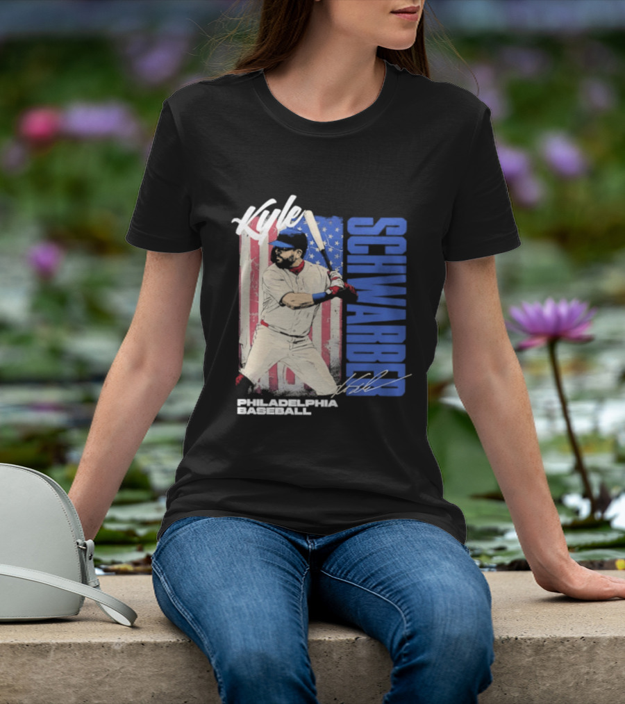 Kyle Schwarber American Flag Philadelphia Baseball T-Shirt