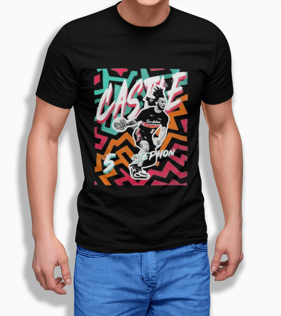 San Antonio Spurs 2026 NBA Stephon Castle Fiesta 5 T-Shirt