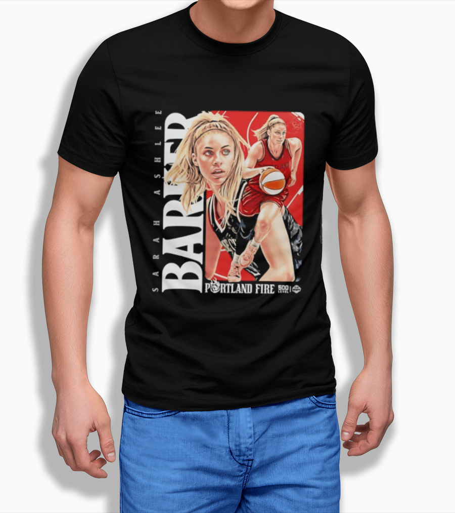 Sarah Ashlee Barker Portland Fire WNBA Basketball Player Action T-Shirt