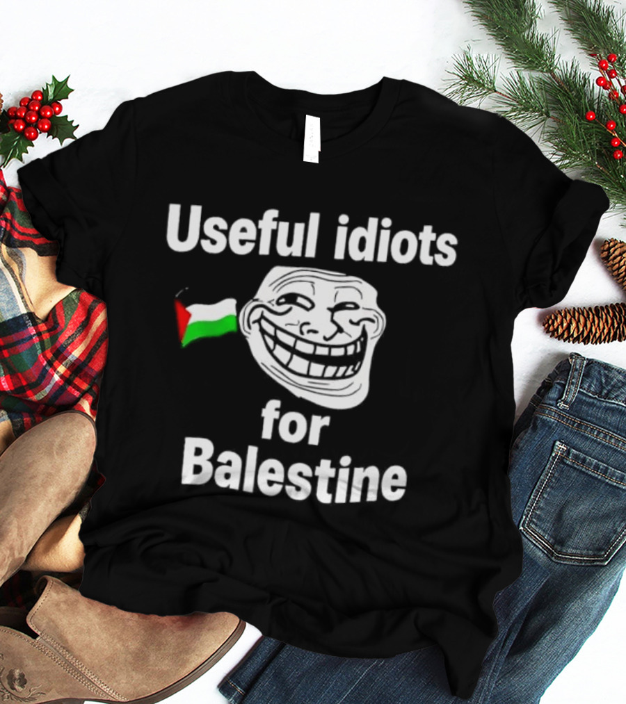 Useful Idiots For Balestine Troll Face Flag T-Shirt