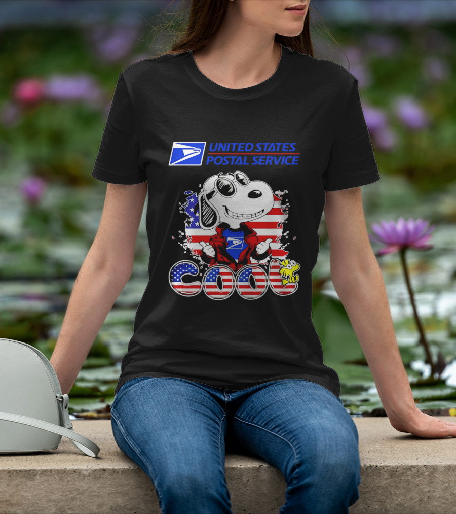 United States Postal Service Snoopy American Flag Cool 250th T-Shirt