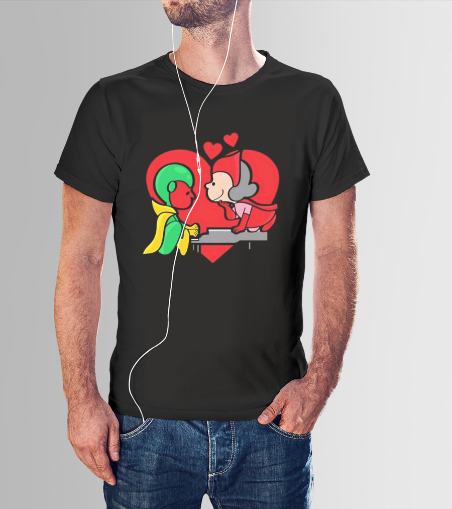 WandaVision Vision Scarlet Witch Piano Romantic T-Shirt