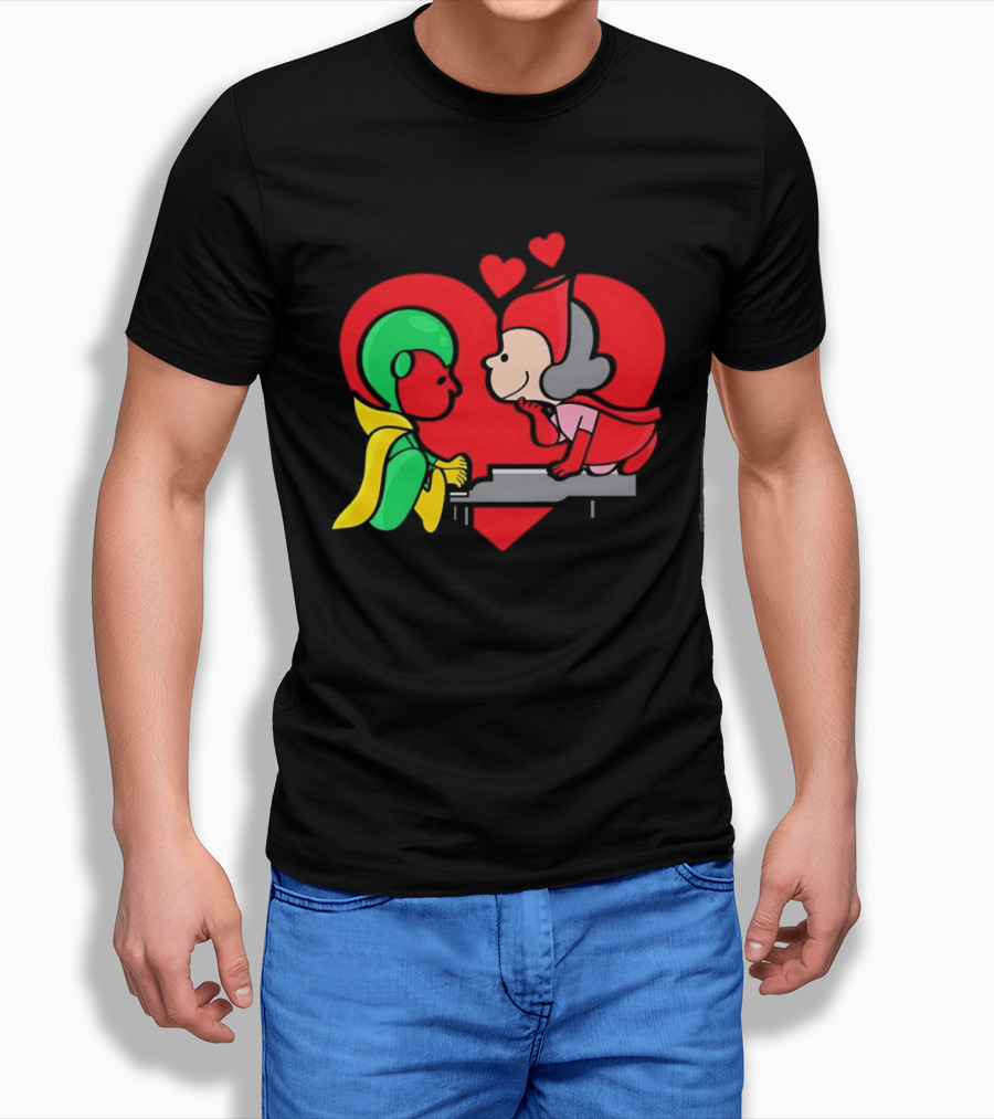 WandaVision Vision Scarlet Witch Piano Romantic T-Shirt