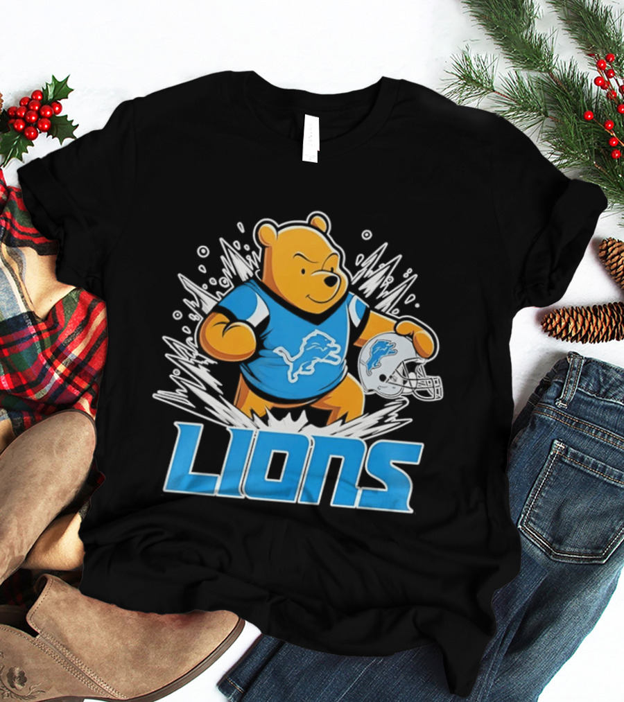 Winnie Pooh Detroit Lions 2024 Helmet Lions Football Team Fan Merchandise T-Shirt