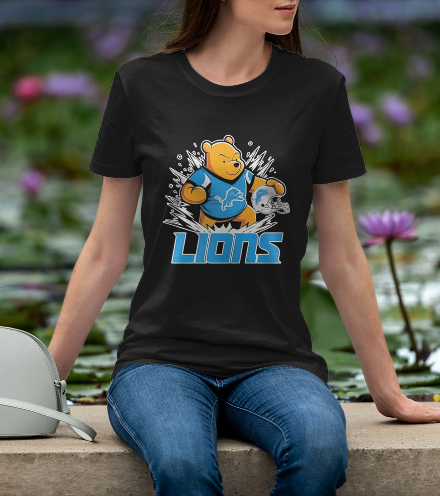 Winnie Pooh Detroit Lions 2024 Helmet Lions Football Team Fan Merchandise T-Shirt