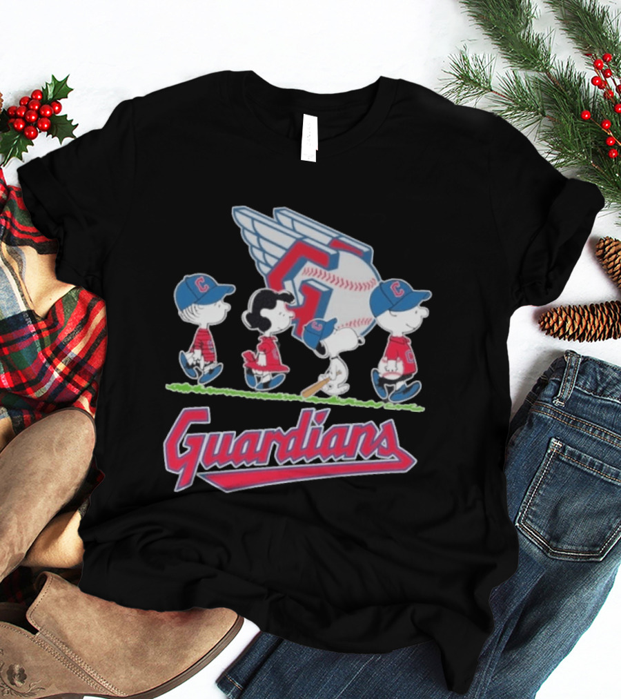 2026 Guardians Peanuts Characters Walking Abbey Road Baseball T-Shirt