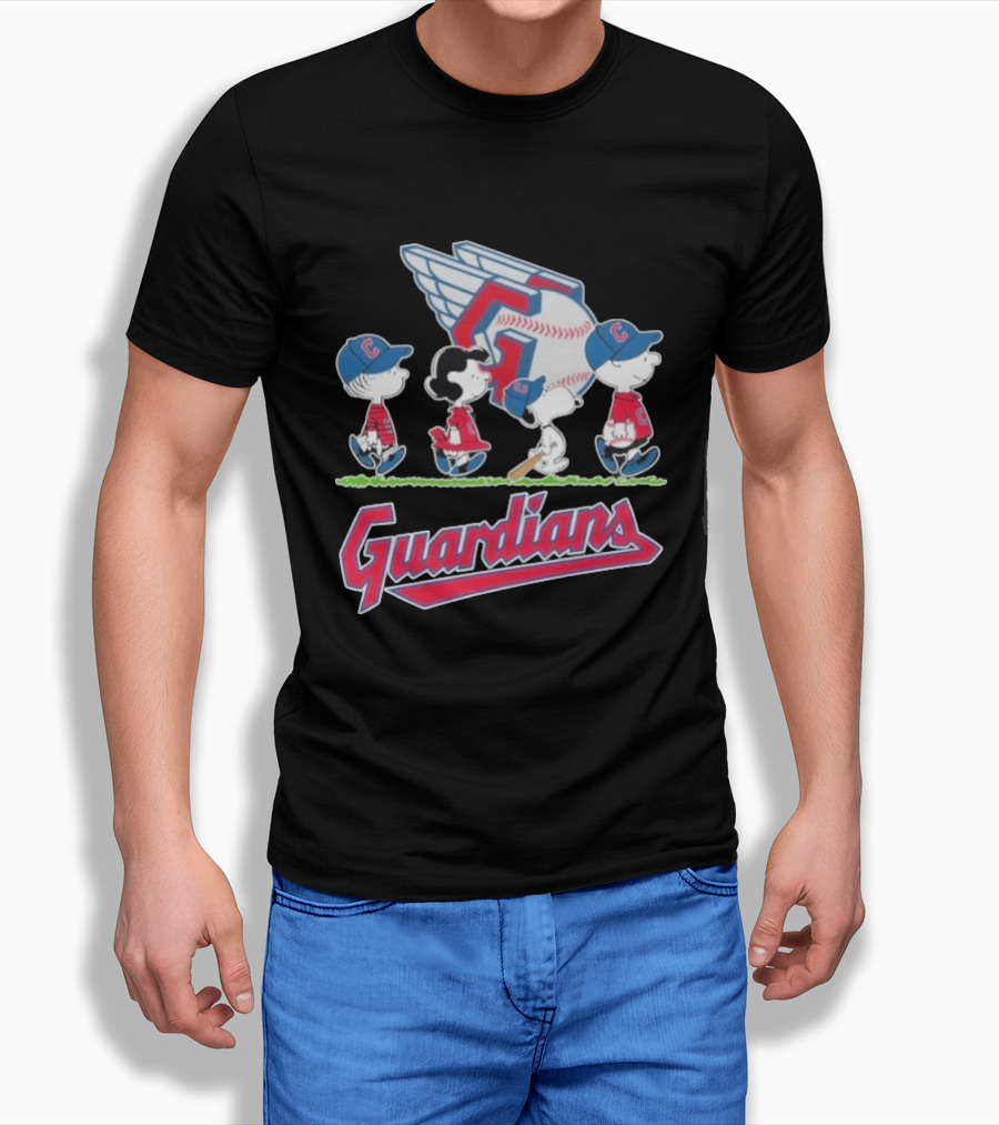 2026 Guardians Peanuts Characters Walking Abbey Road Baseball T-Shirt