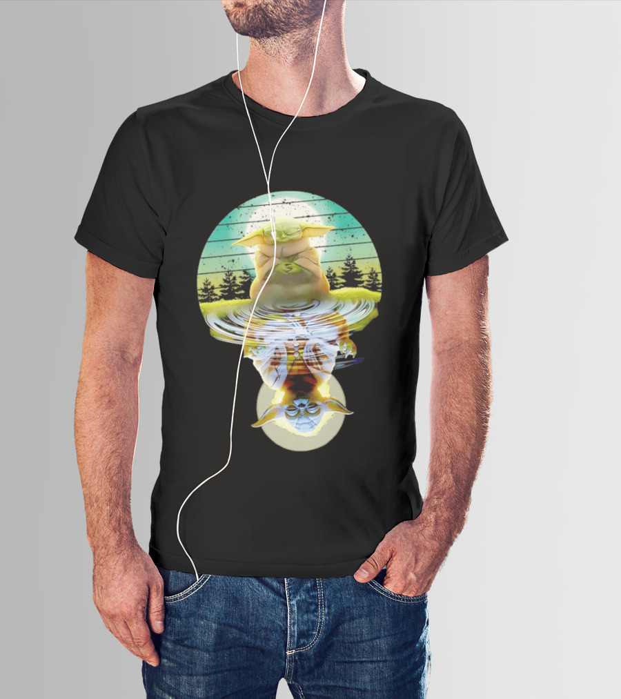 Baby Yoda Star Wars Meditation Forest Reflection Ripples T-Shirt