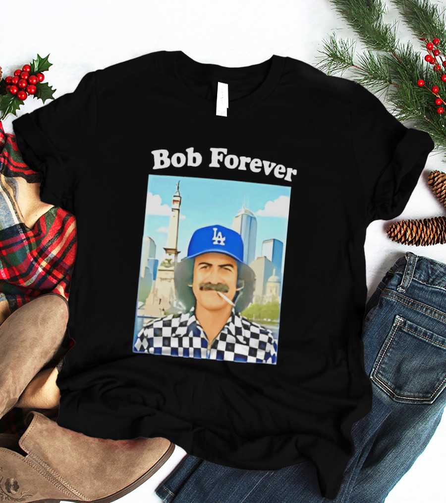 Bob Forever Los Angeles Dodgers Skyline Checkerboard Hat T-Shirt