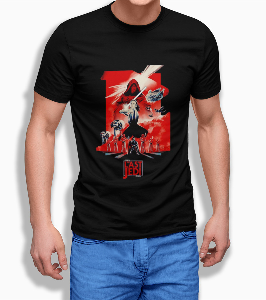 Luke Skywalker Rey Kylo Ren Millennium Falcon X Wing The Last Jedi T-Shirt