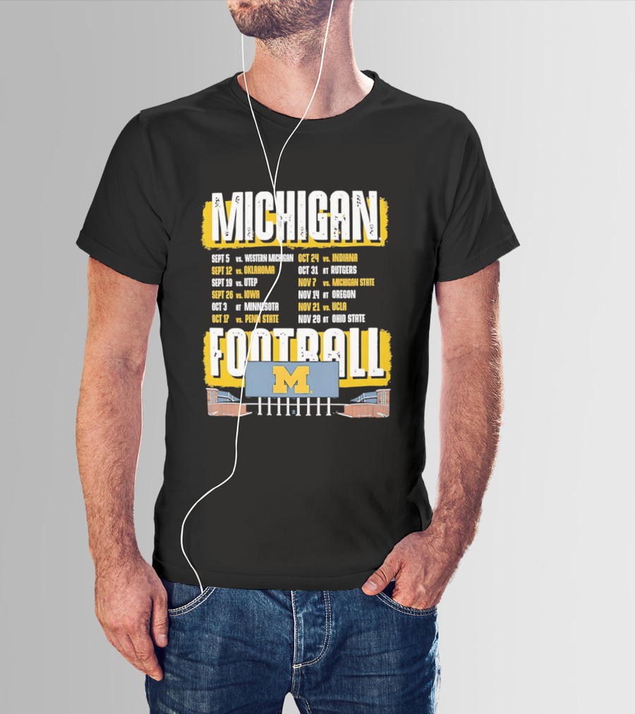 Michigan Football 2023 Schedule Washington UNLV Rutgers Nebraska Indiana Ohio State T-Shirt