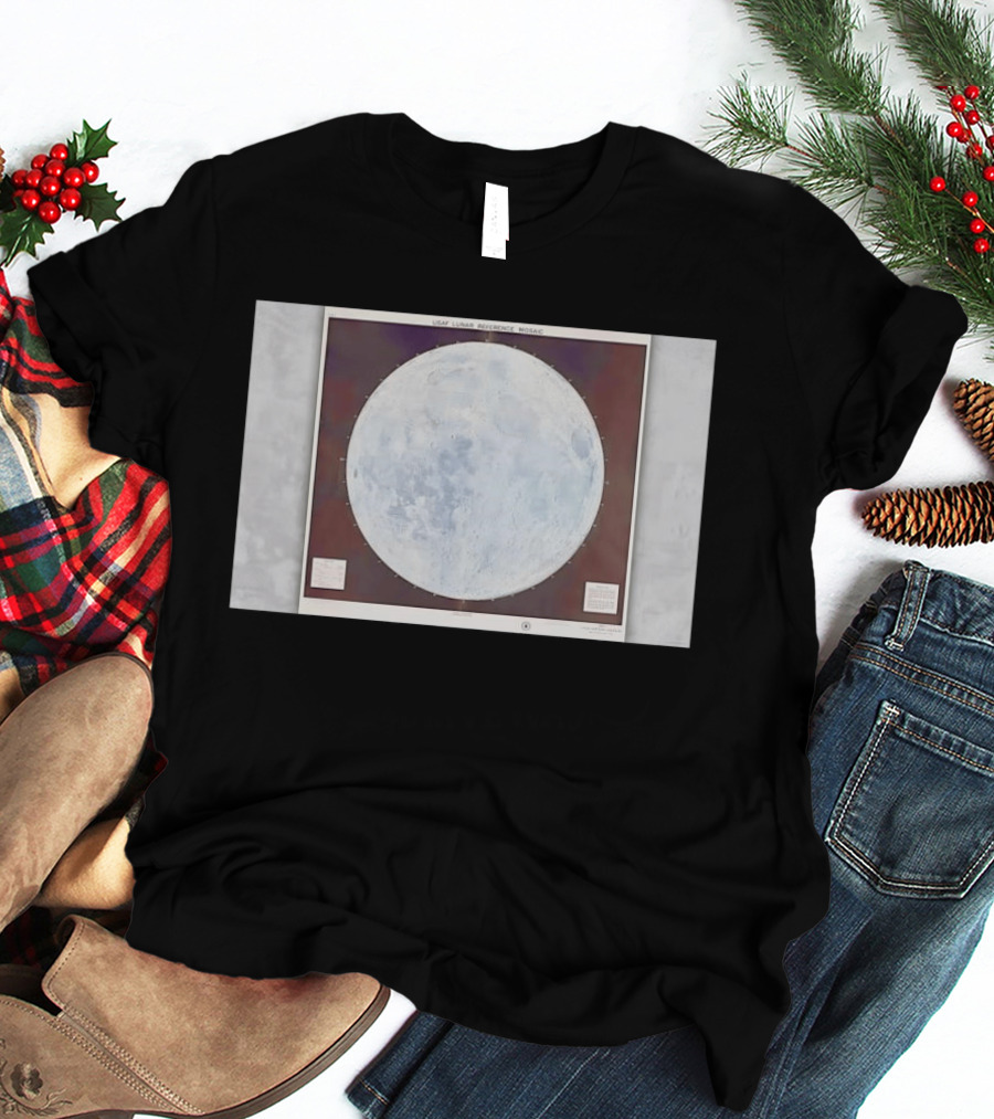 USAF Lunar Reference Mosaic Synodic Hemisphere Moon Globe T-Shirt