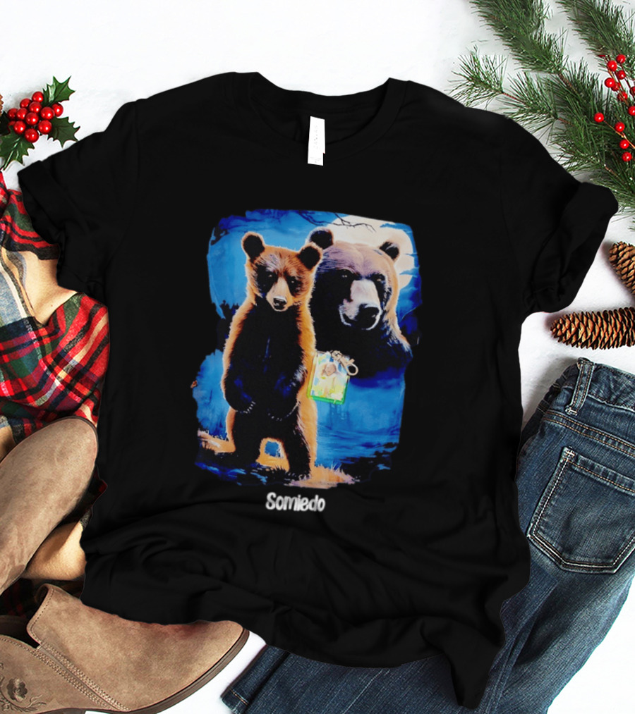 Somiedo Bears Cub Wildlife Art Blue T-Shirt