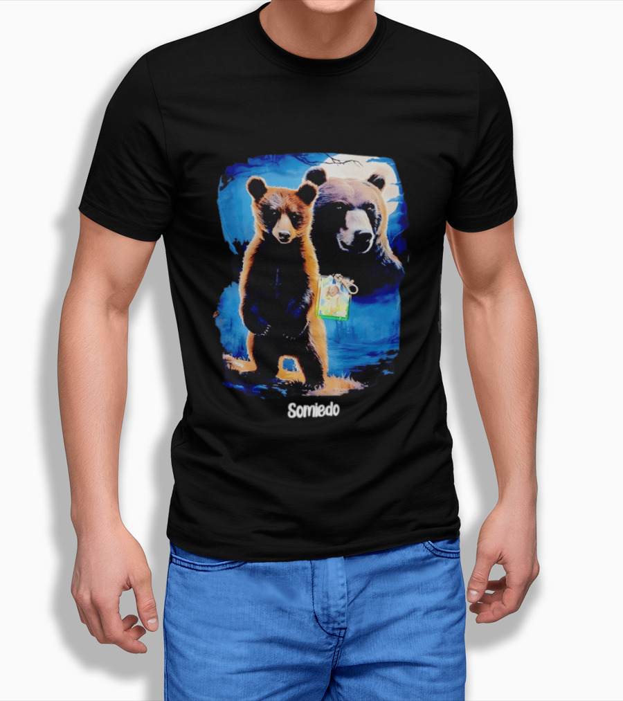 Somiedo Bears Cub Wildlife Art Blue T-Shirt