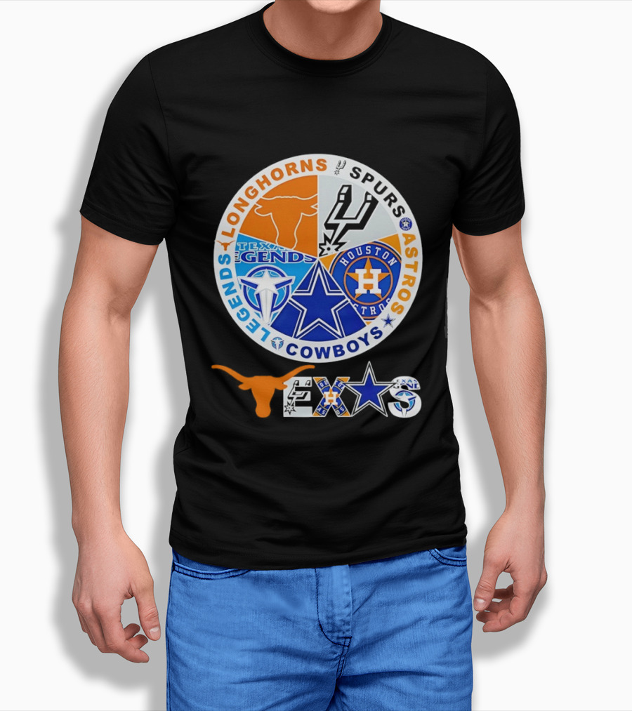 Texas Longhorns Spurs Astros Cowboys Legends Pride T-Shirt