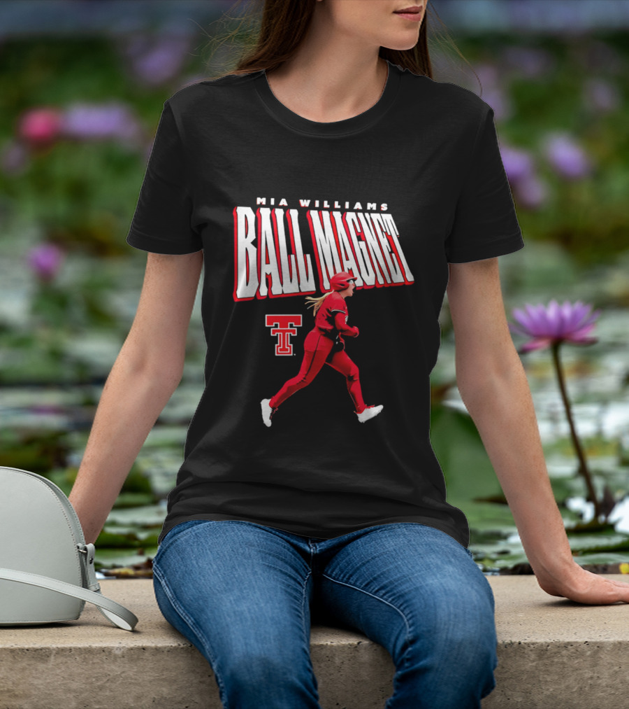 Mia Williams Ball Magnet Texas Tech Logo Running Player T-Shirt