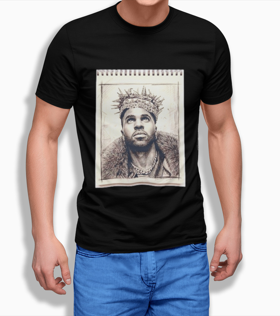 The Big Jason Derulo Sketchbook Crown Fur Chain T-Shirt