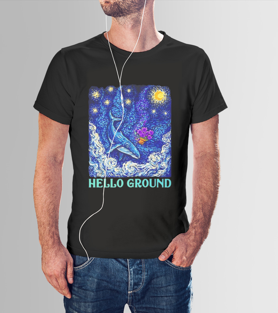 The Hitchhiker's Guide To The Galaxy Starry Night Hello Ground Whale T-Shirt