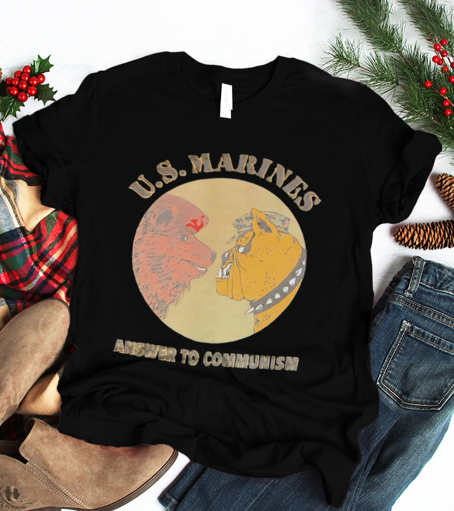 U.S. Marines Answer To Communism Soviet Bear Versus Marine Bulldog T-Shirt