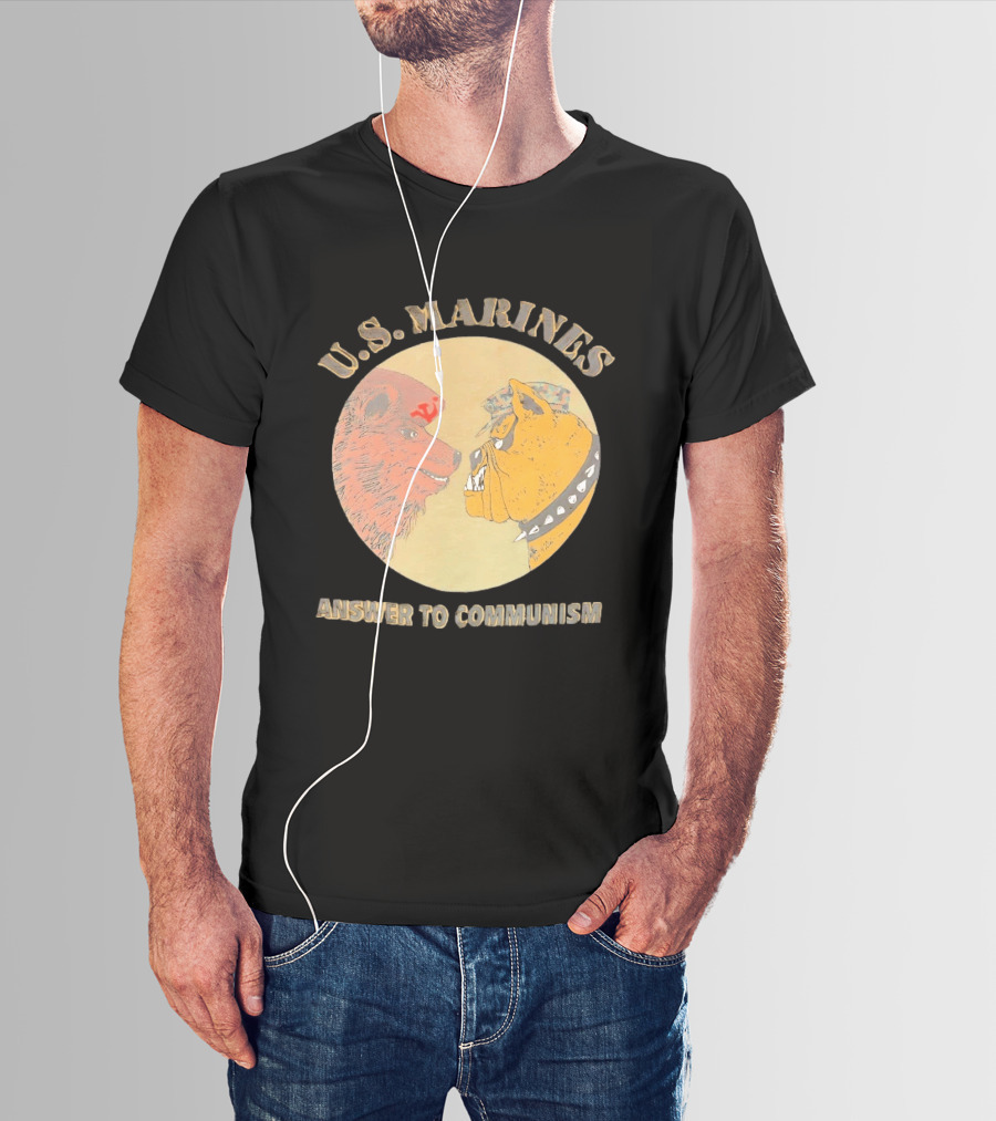 U.S. Marines Answer To Communism Soviet Bear Versus Marine Bulldog T-Shirt