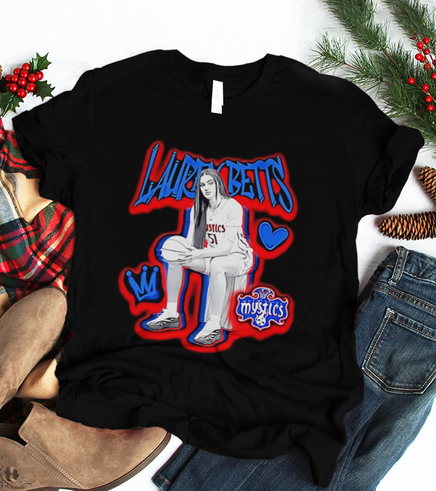 Lauren Betts Washington Mystics Basketball No. 51 Mystics Logo And Heart T-Shirt