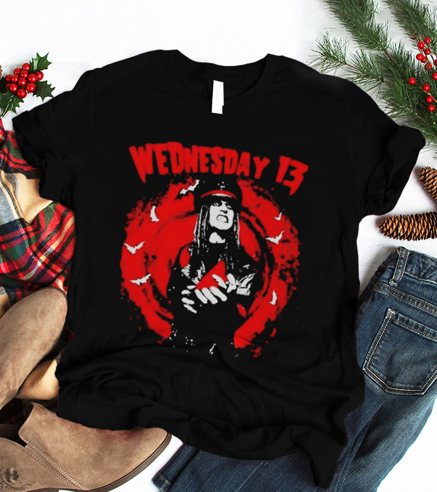 Wednesday 13 Devil Made Me Do It Horror Gothic Bats T-Shirt