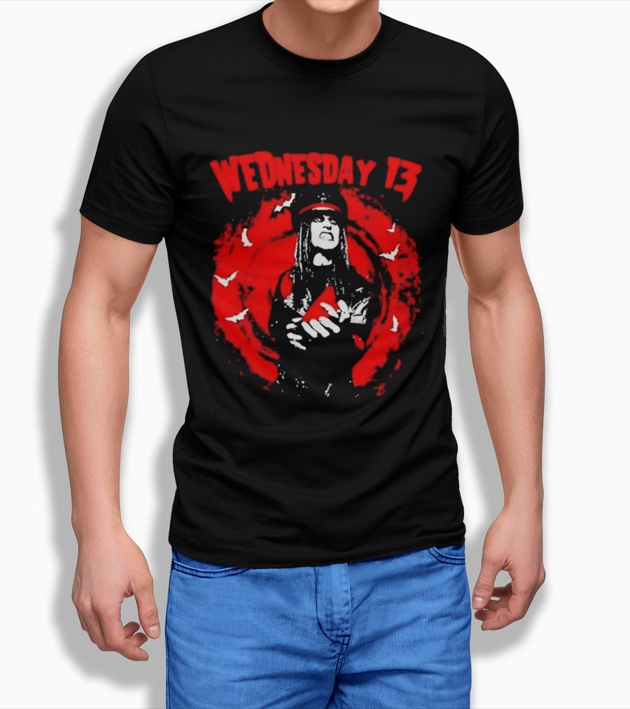 Wednesday 13 Devil Made Me Do It Horror Gothic Bats T-Shirt