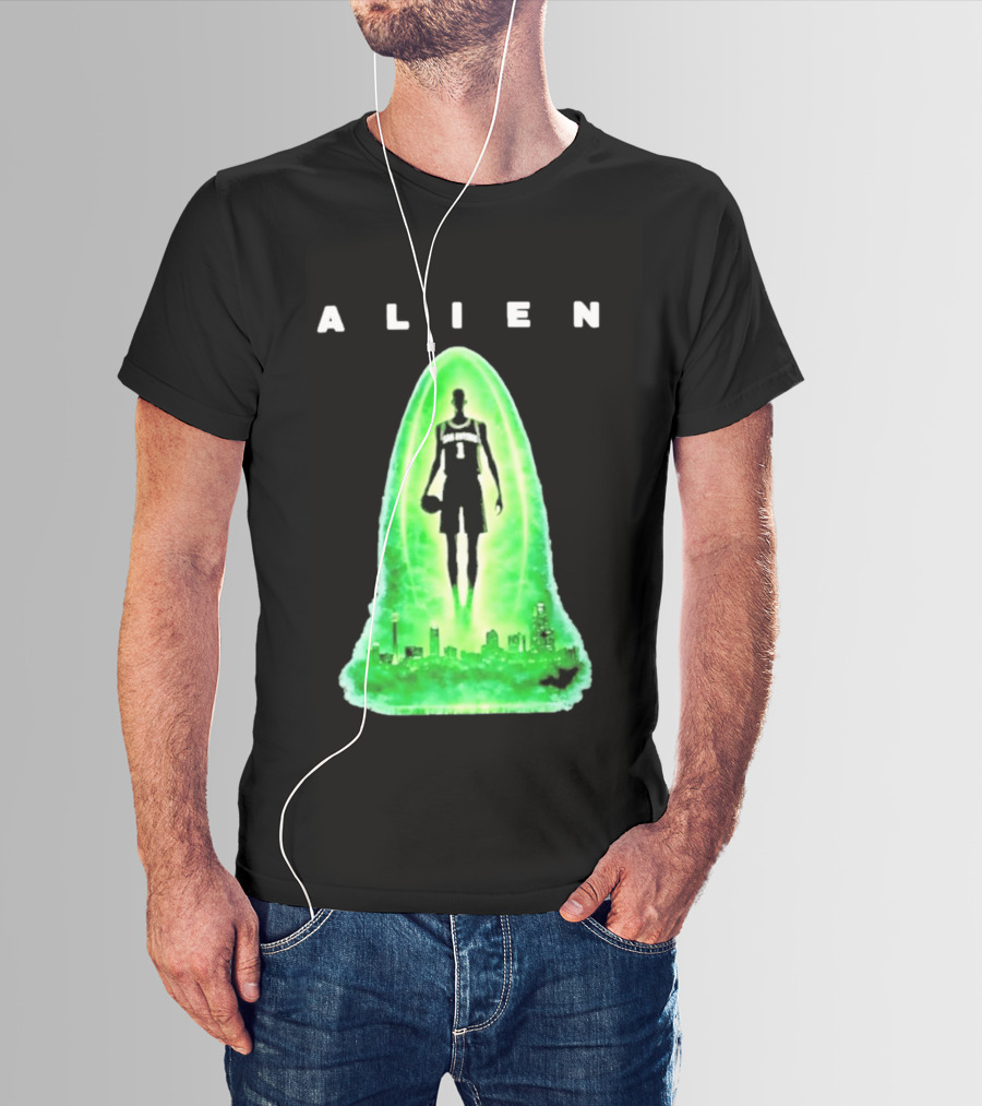 Alien Wemby San Antonio Alien Basketball Cityscape T-Shirt