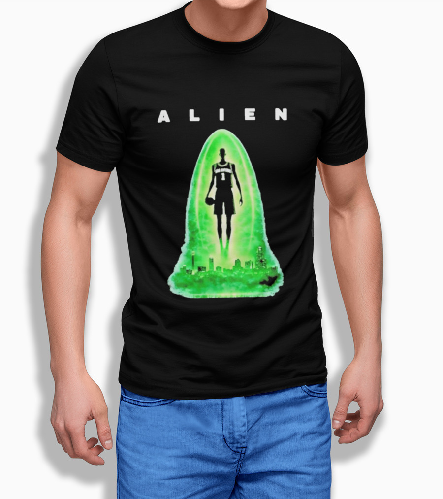 Alien Wemby San Antonio Alien Basketball Cityscape T-Shirt