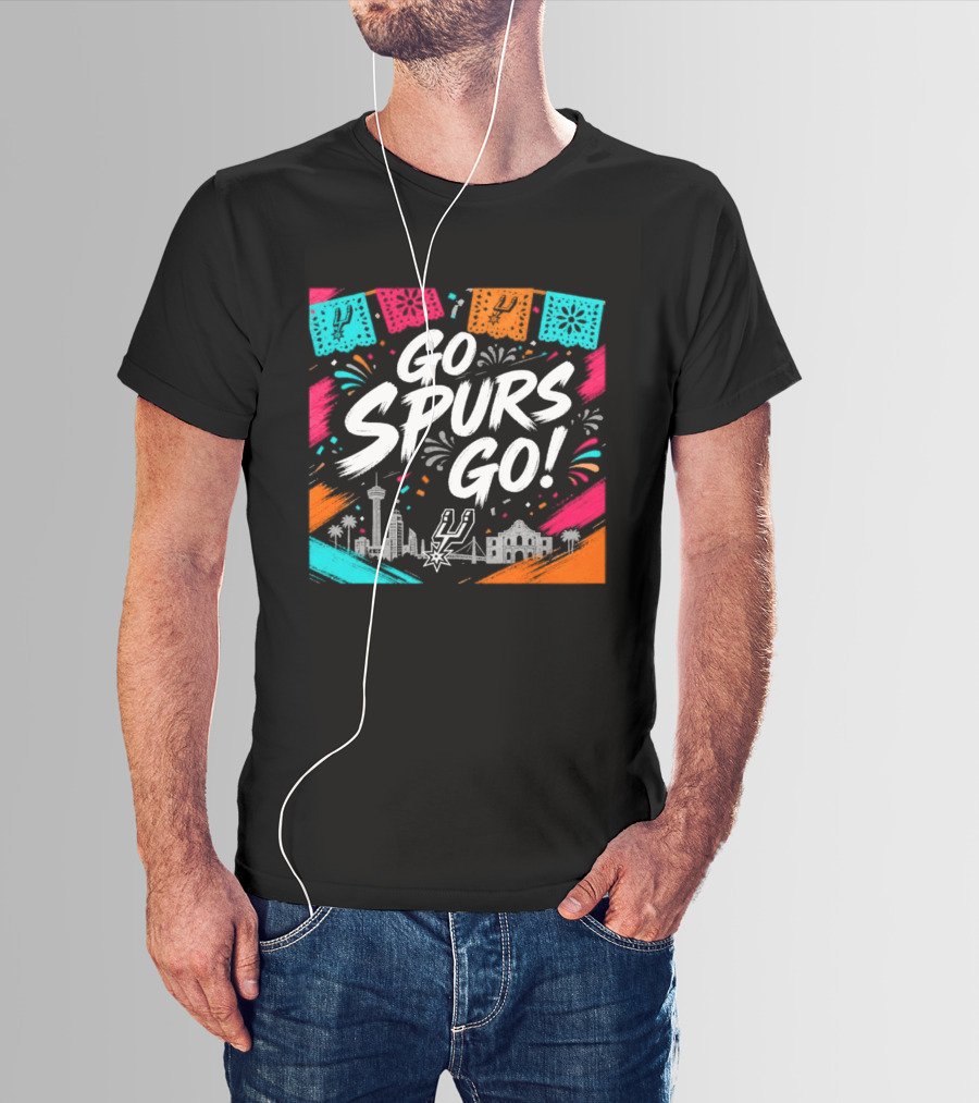 Go Spurs Go San Antonio Skyline Fiesta Celebration T-Shirt